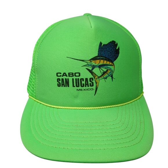 Cabo San Lucas Mexico Fish Rope Trucker Hat Green One Size Mesh Back - Picture 1 of 9
